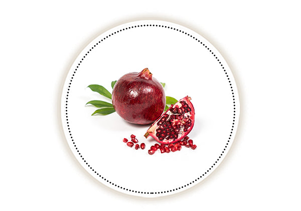 Sliced and whole pomegranate on white background