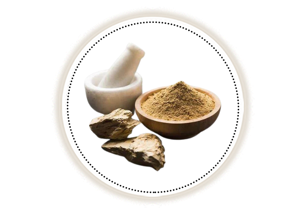 Multani mitti powder in a wooden bowl, mortar and pestle on white background