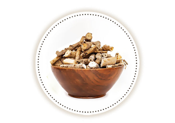Wooden Bowl of anantmool bark on white background