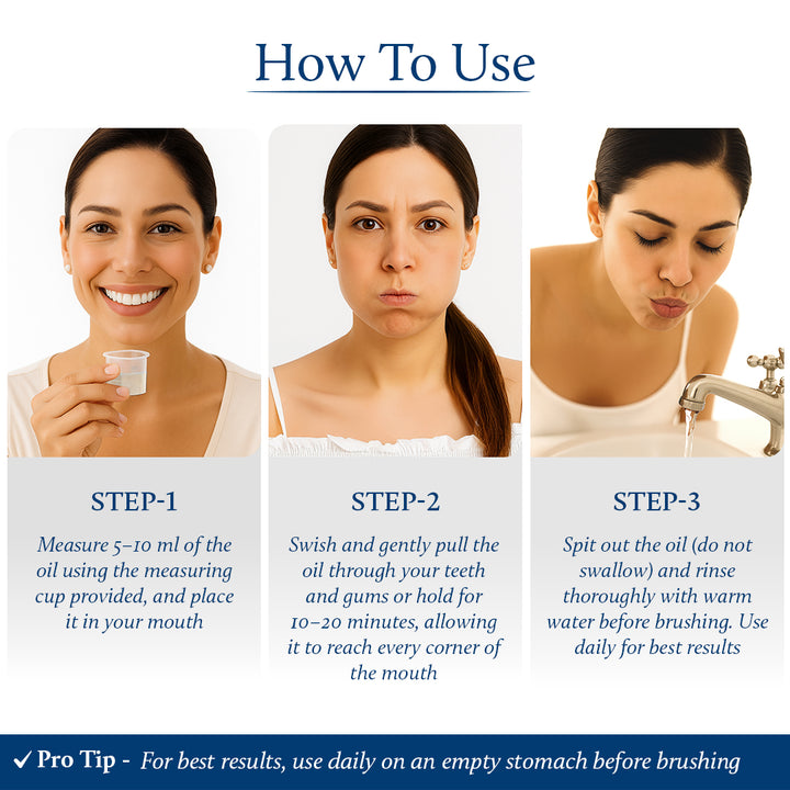 Mouth Oil for Oil Pulling with Coconut & Mint for Oral care and Bad Breath (9 herbs)