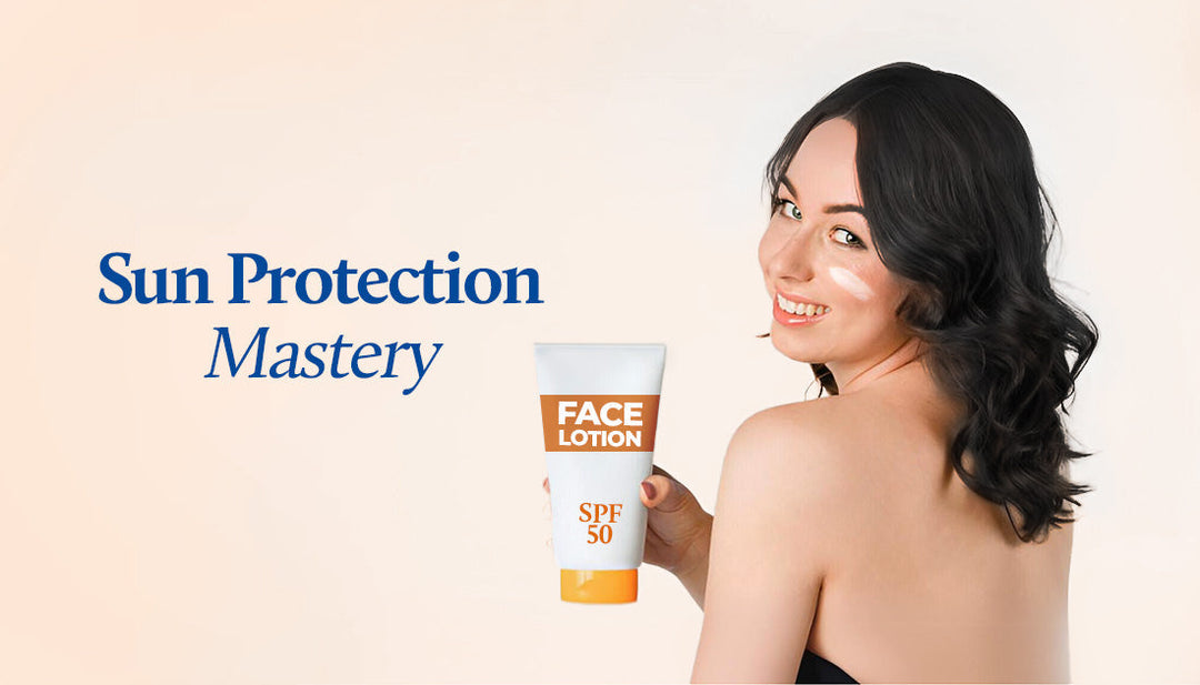 Lady is showing SPF 50 sunscreen 
