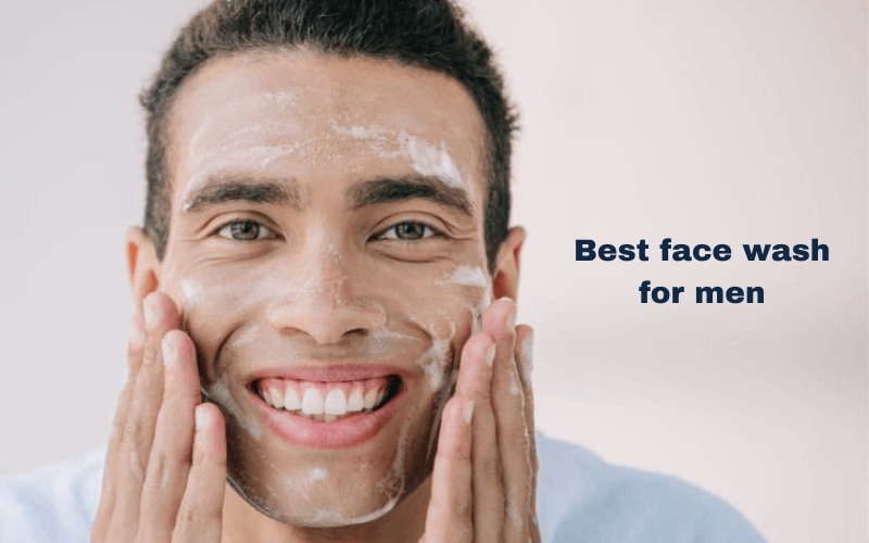 Men is massaging his face while he applied ayurvedic face wash on his face 