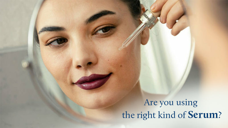 Girl is applying face serum on her cheeks 