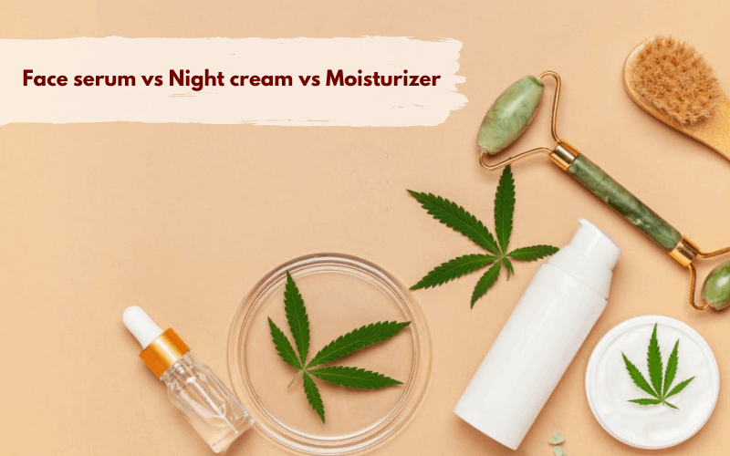 face cream, jade roller, face serum and night cream with hair brush 