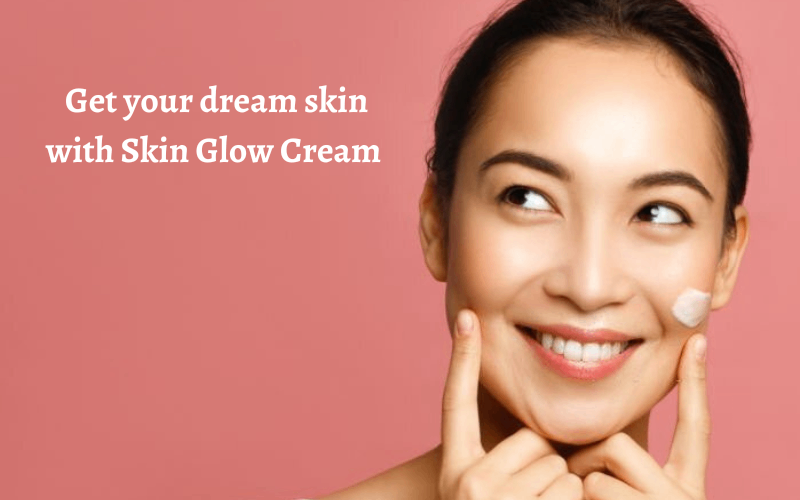 Girl is happy while she has applied skin glow cream on her face