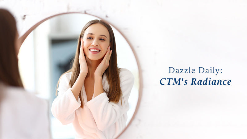 Women is watching herself in the mirror after doing her CTM routine