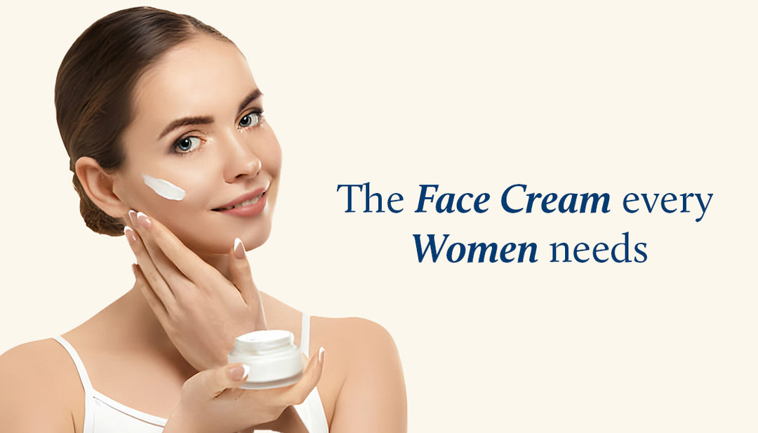 lady is applying face cream on her cheeks