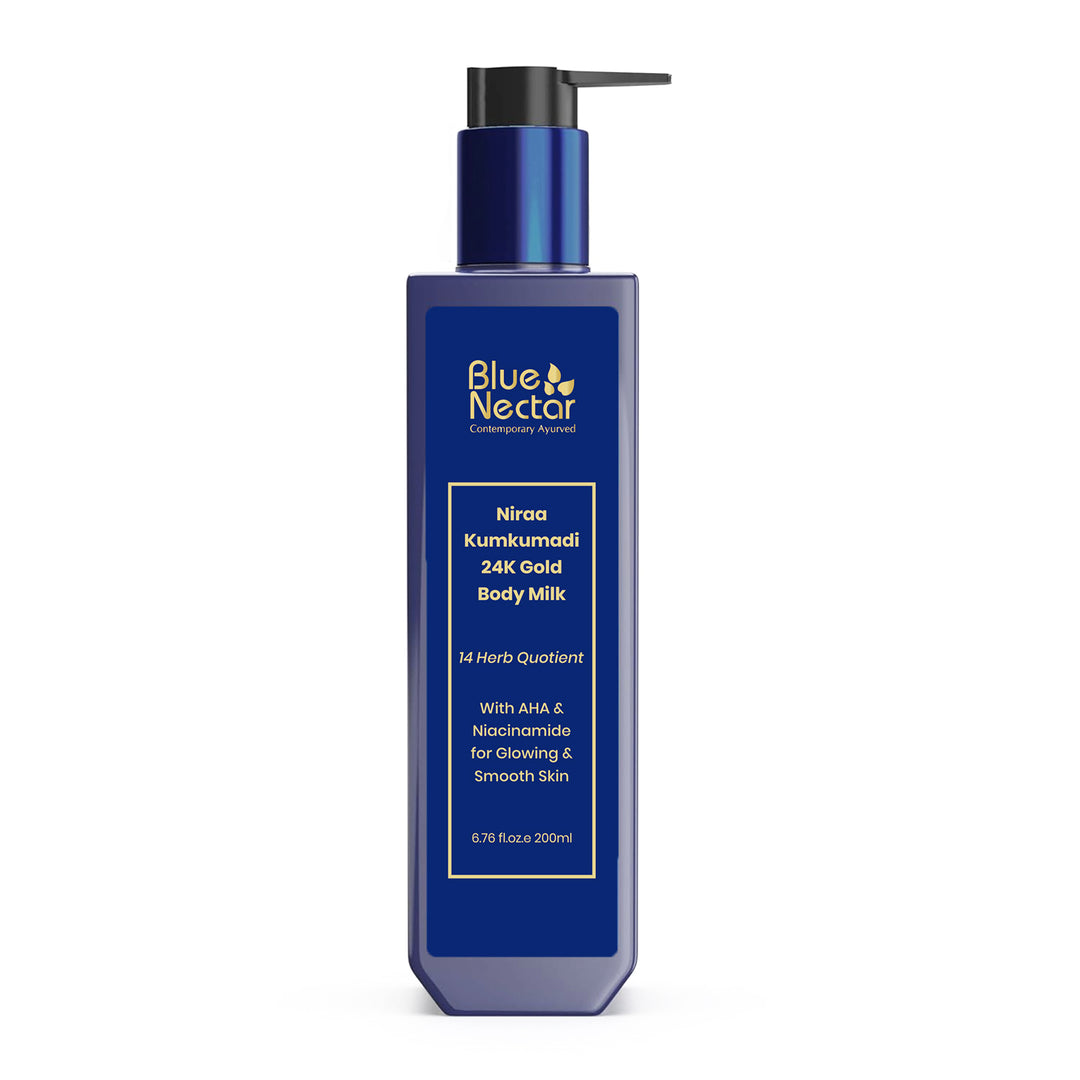 24k Gold Body Milk Moisturizer with AHA, Niacinamide & Milk Protein for Glowing Skin (14 Herbs)