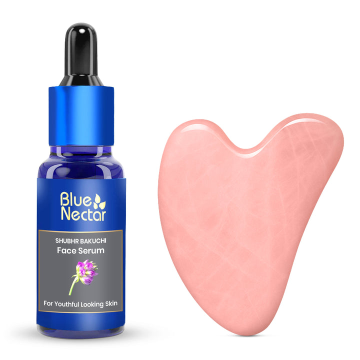 Bakuchi Face Serum and rose quartz gua sha 