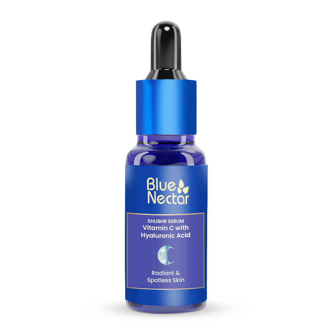 Vitamin C Serum bottle with dropper and blue label.