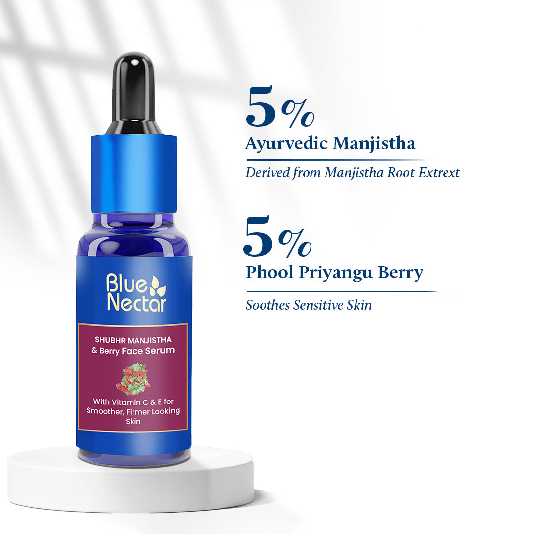 Manjistha & Berry Anti Aging Face Serum for Wrinkles with Vitamin C & E (13 herbs, 30ml)