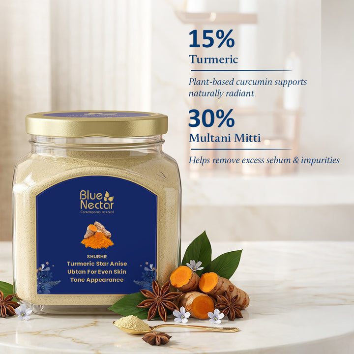 Turmeric star anise ubtan for even skin tone | 30% Multani mitti