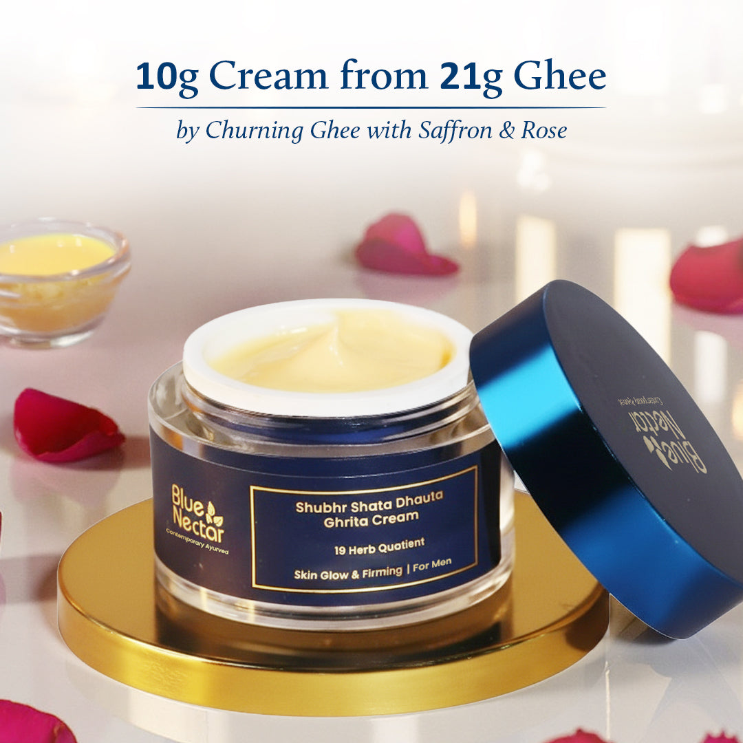 Men's Shata Dhauta Ghrita Face Cream for Glowing Skin (19 herbs, 50g)