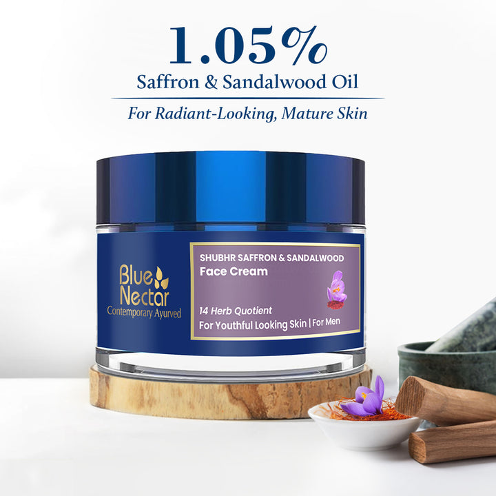 Shubhr Anti Aging Face Cream for Men with Saffron & Sandalwood (14 Herbs, 50g)