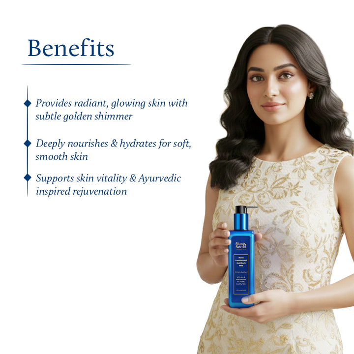 Gold body milk for hydration benefits