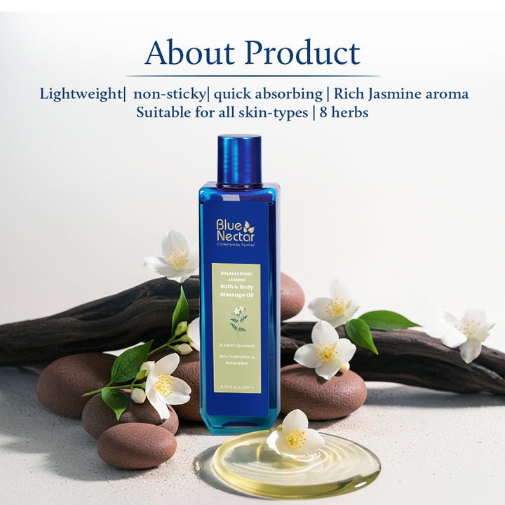 Jasmine Body Massage Oil for Relaxation & Hydration | Non-sticky | 8 herbs