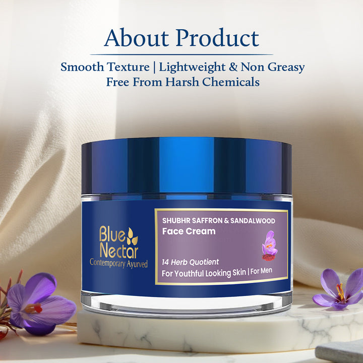 Shubhr Anti Aging Face Cream for Men with Saffron & Sandalwood (14 Herbs, 50g)