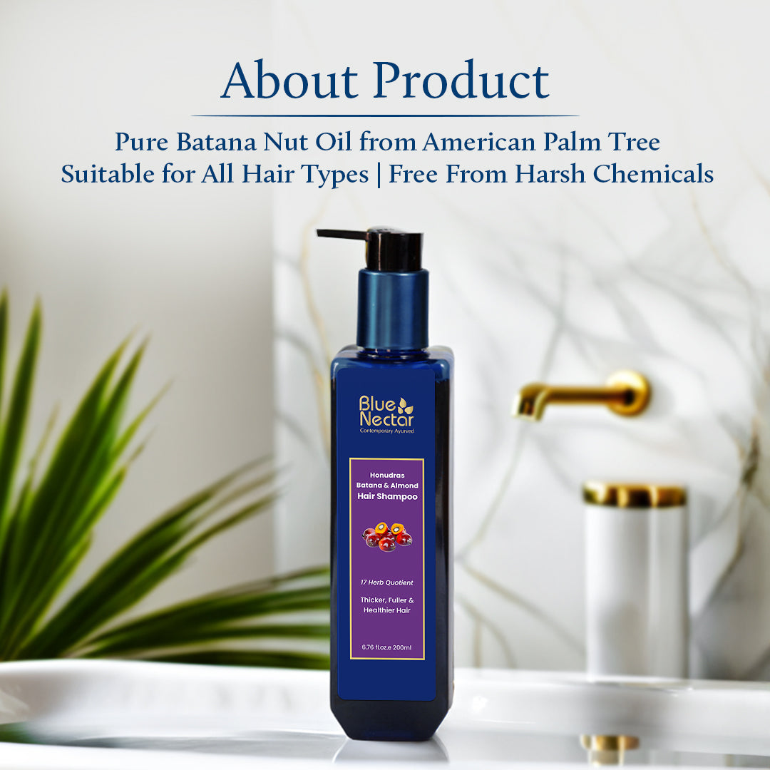 Batana oil shampoo for fuller, thickker hair. Made with batana nut.