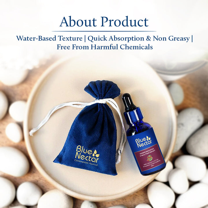 Manjistha & Berry Anti Aging Face Serum for Wrinkles with Vitamin C & E (13 herbs, 30ml)