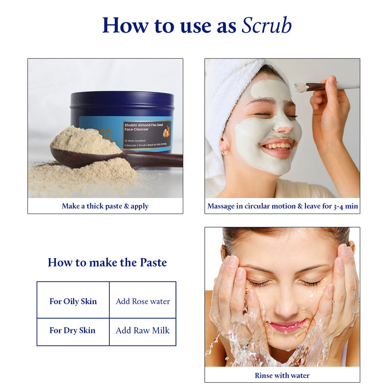 Shubhr Almond & Flax Seed Powder Face Cleanser for Skin Firming