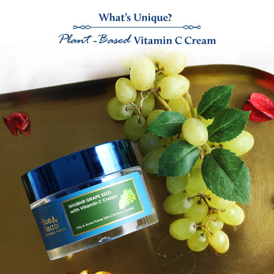 Shubhr Women's Grape Seed Plant Based Vitamin C Oil Free Face Cream For Oily & Acne Prone Skin (19 herbs, 50g)