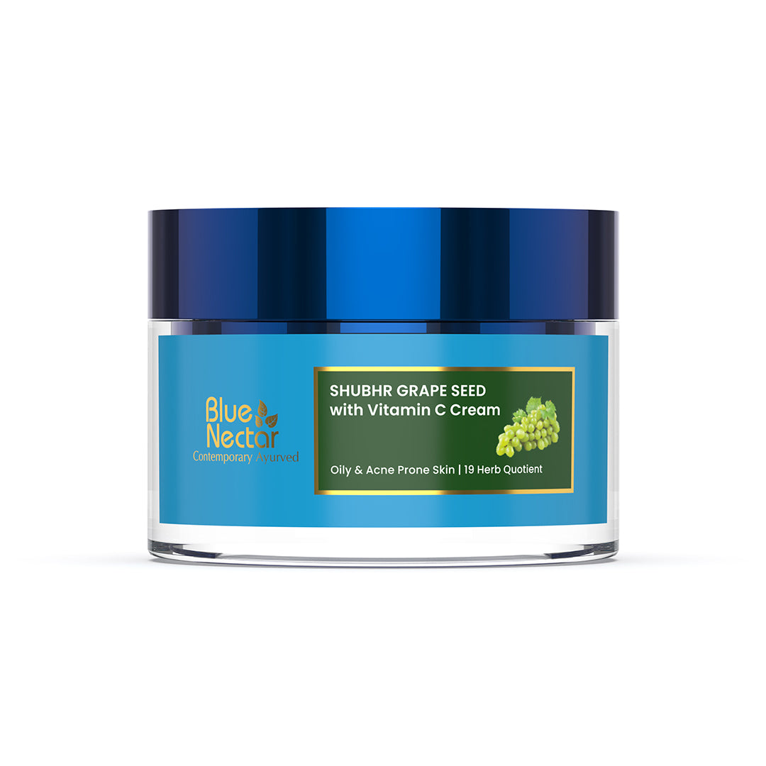 Shubhr Women's Grape Seed Plant Based Vitamin C Oil Free Face Cream For Oily & Acne Prone Skin (19 herbs, 50g)