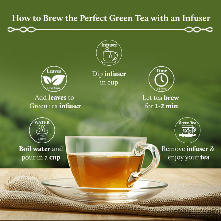 Orange Green Tea with Tangy Taste | Enriched with Natural Vitamin C | Free Tea Infuser (65gm | 33 cups)