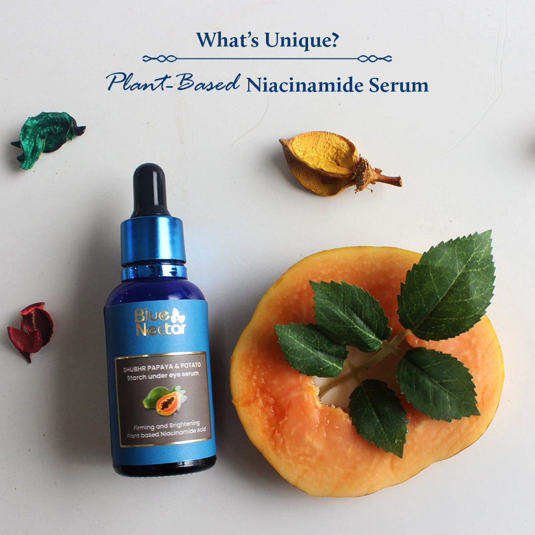 Shubhr Plant Based Niacinamide Under Eye Serum with Papaya & Potato Starch for Dark Circles & Puffiness (17 herbs,30ml)