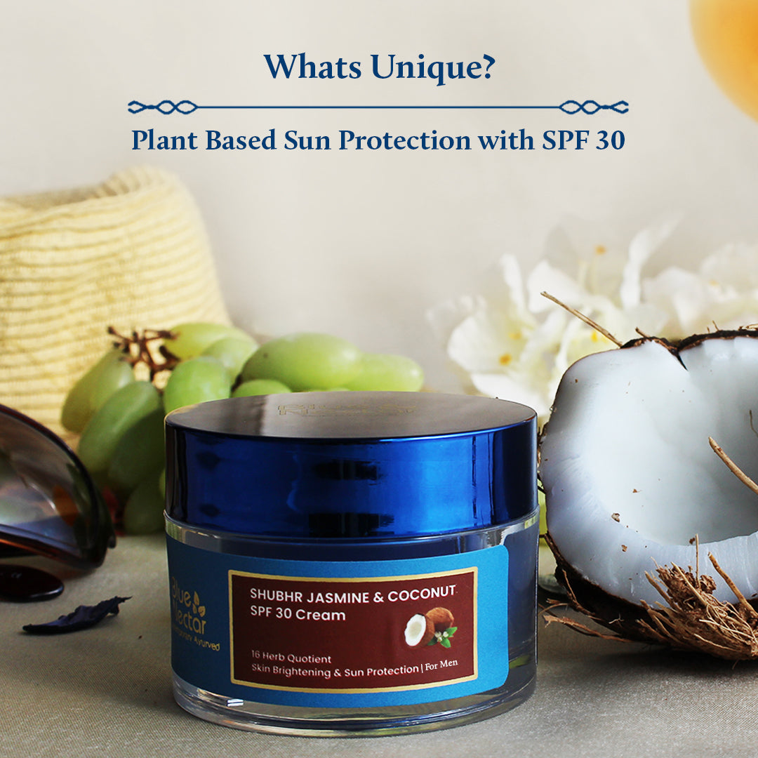 Shubhr Men's Coconut Sunscreen SPF 30 Face Cream For Sun Protection & Skin Brightening (16 Herbs, 50g)