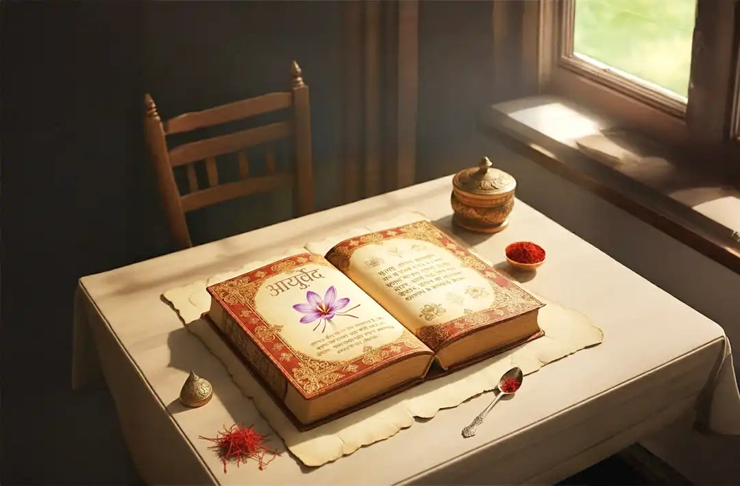 Open book with magical design on a table near a window