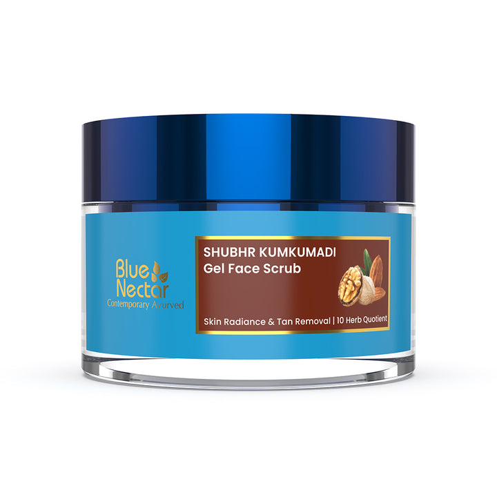 Shubhr Kumkumadi Gel Face Scrub with Plant Based Vitamin E for Skin Radiance & Tan Removal (10 herbs, 50g)