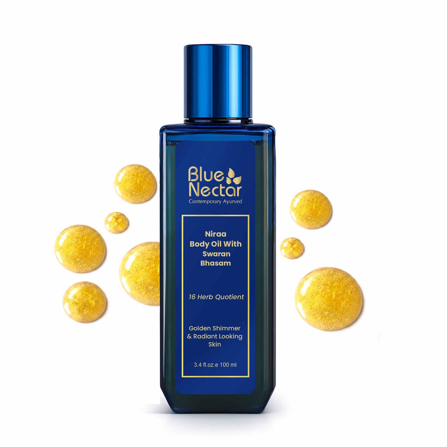 Gold body oil for golden shimmer