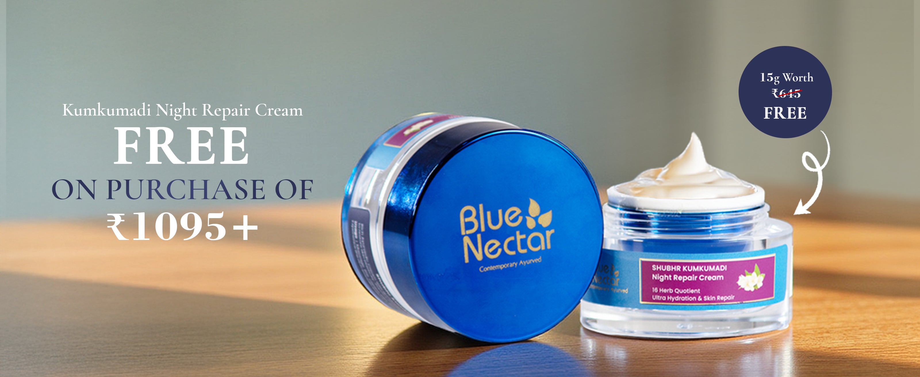 Night cream with an open lid and another night cream placed on the table.