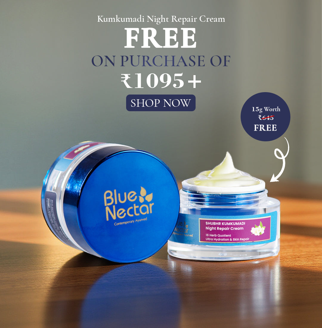 Kumkumadi Night cream with open lid and another Kumkumadi night cream placed on the table