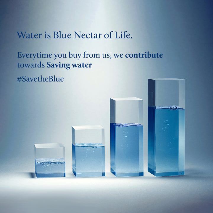 #SavetheBlue is a pledge to increase underground water by 10 million litres by Oct 23.  Every time you buy from us, we contribute towards #SavetheBlue