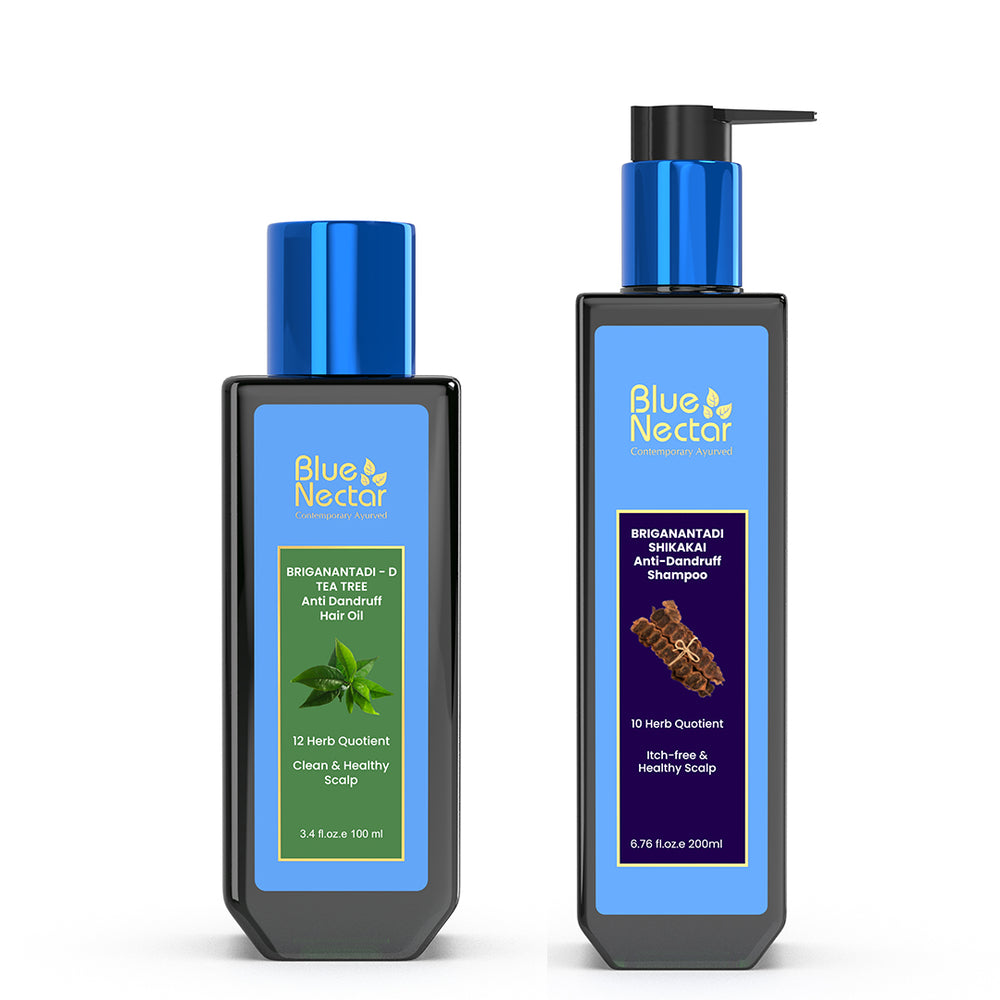 Tea Tree Anti Dandruff Ayurvedic Hair Oil & Anti Dandruff Hair Cleanser Shampoo with Bhringraj Oil