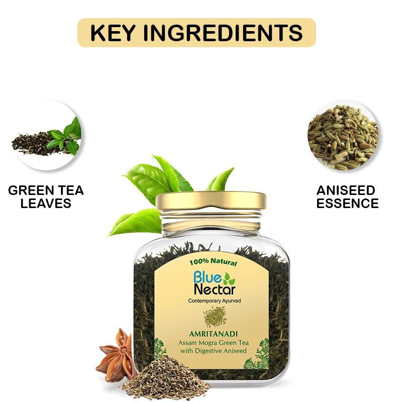 Amritanadi Assam Green Tea with Digestive Aniseed - Blue Nectar Products