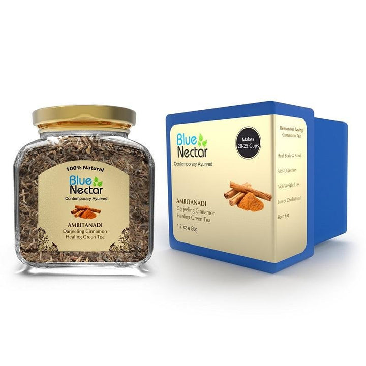 Amritanadi Darjeeling Healing & Slimming Green Tea with Cinnamon (50g | 25 cups) - Blue Nectar Products